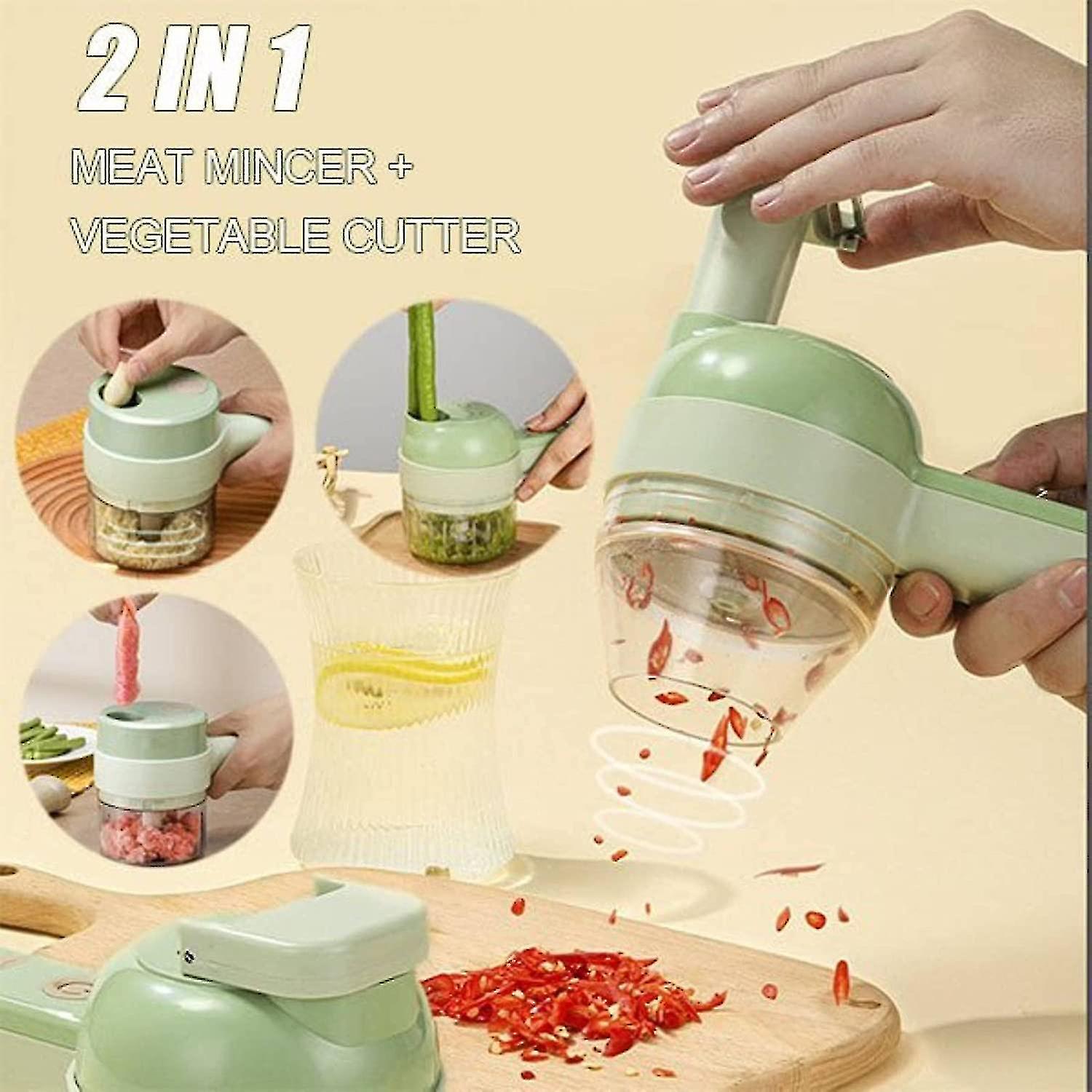 4 In 1 Portable Electric Vegetable Cutter Cordless Kitchen Food Blender