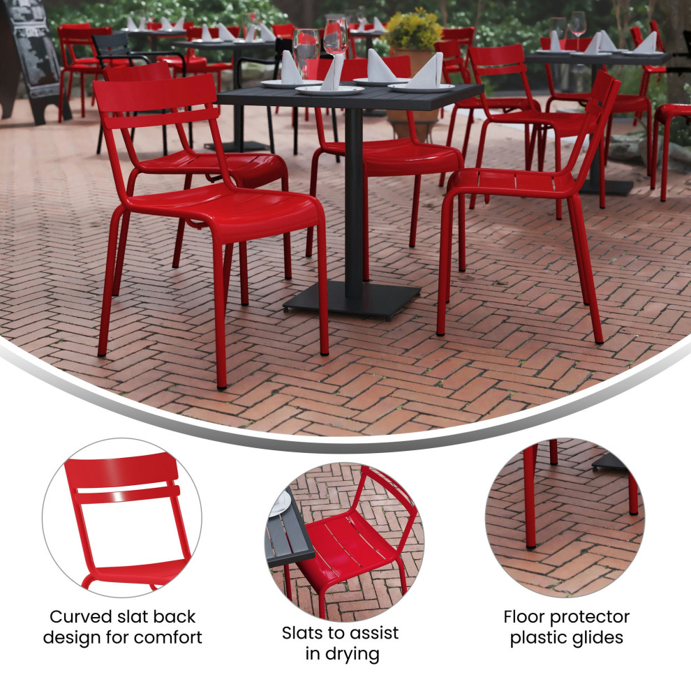 Red Steel Armless Chair   Transitional   Outdoor Dining Chairs   by PARMA HOME  Houzz