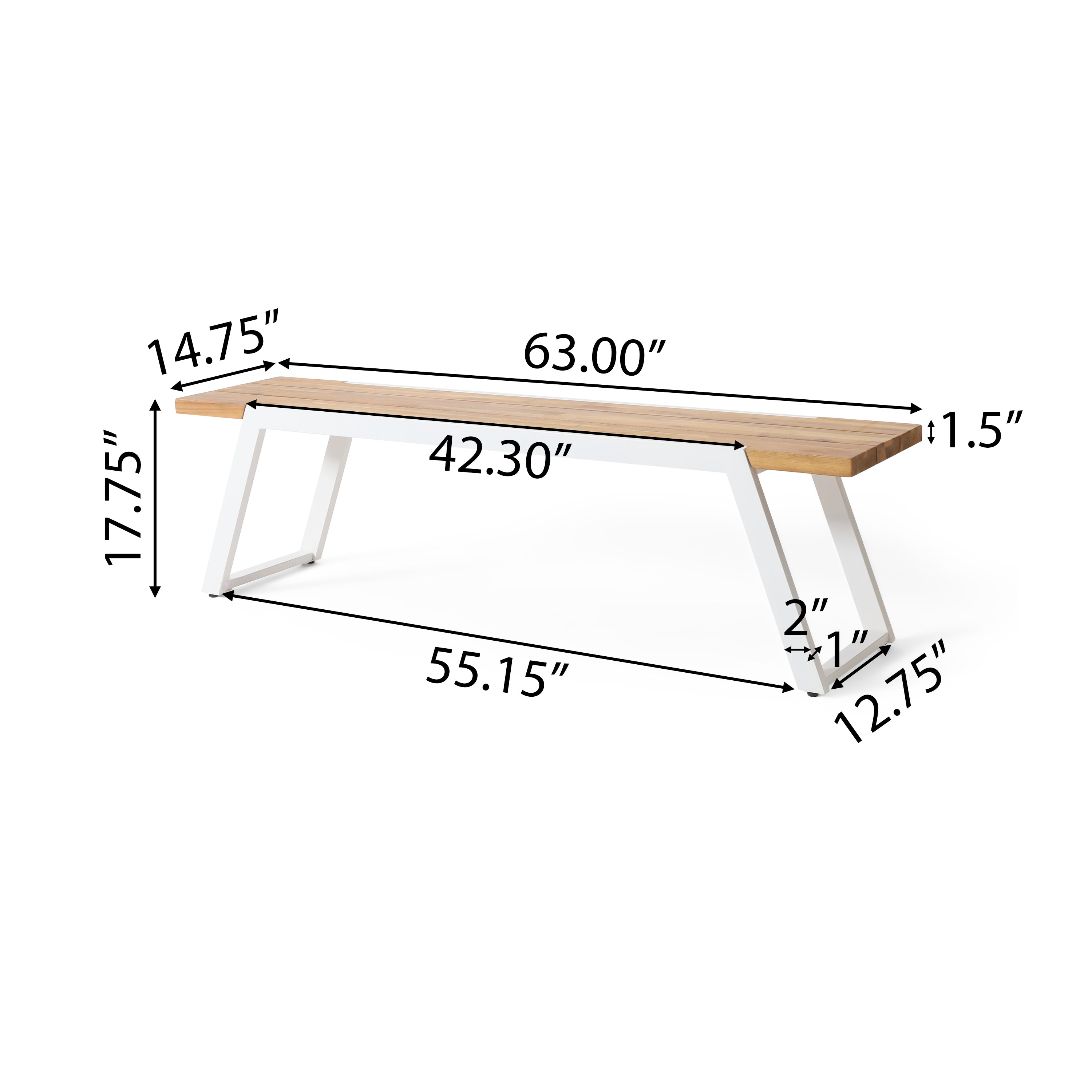 Gebo Outdoor Modern Acacia Wood Dining Bench