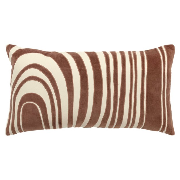 Oversized Striped Design Poly Filled Lumbar Throw Pillow Brown Rizzy Home