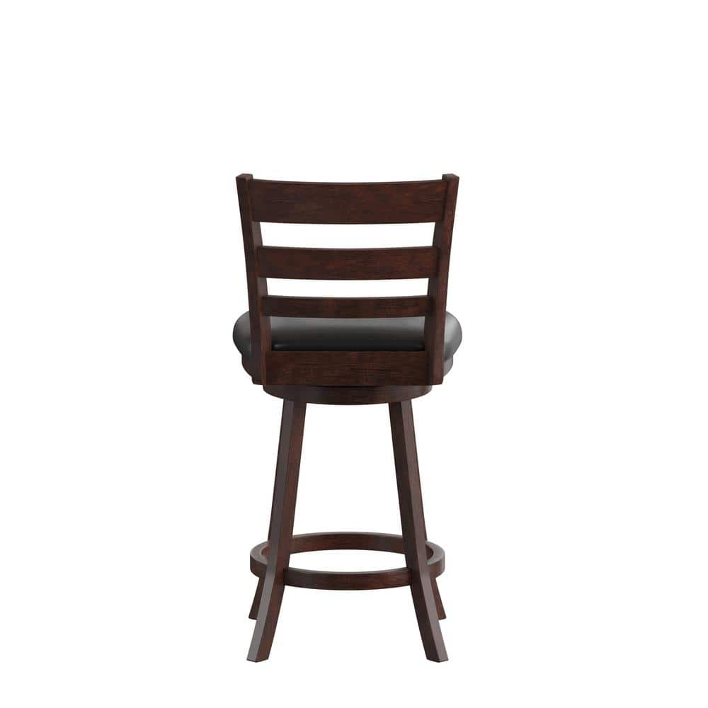 TAYLOR + LOGAN 38 in. Espresso/Black Full Wood Bar Stool with Wood Seat CO-504440-TAYLH