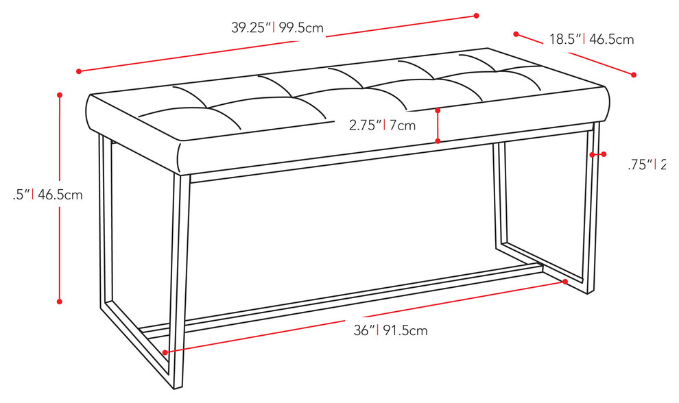 CorLiving Huntington Modern Fabric Bench With Chrome Base   Contemporary   Upholstered Benches   by CorLiving Distribution LLC  Houzz