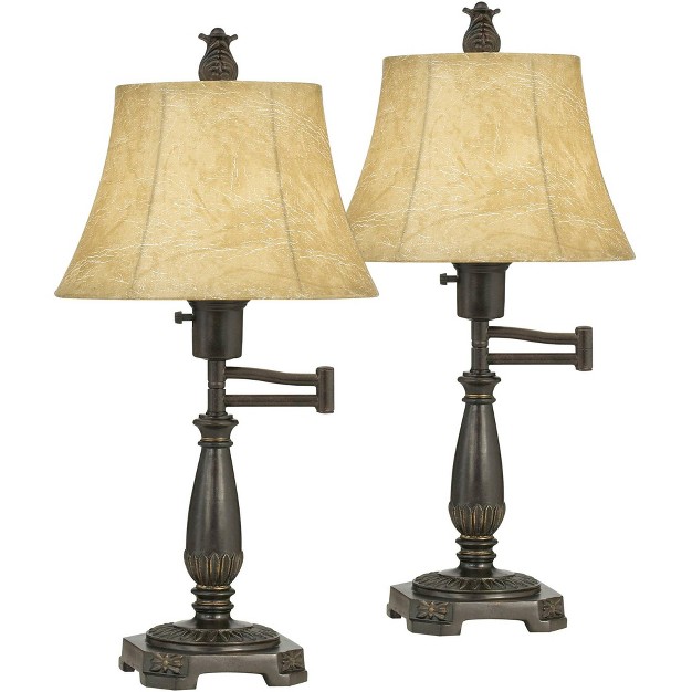 High Set Of 2 Bronze Faux Leather Shade For Living Room Bedroom Nightstand Office