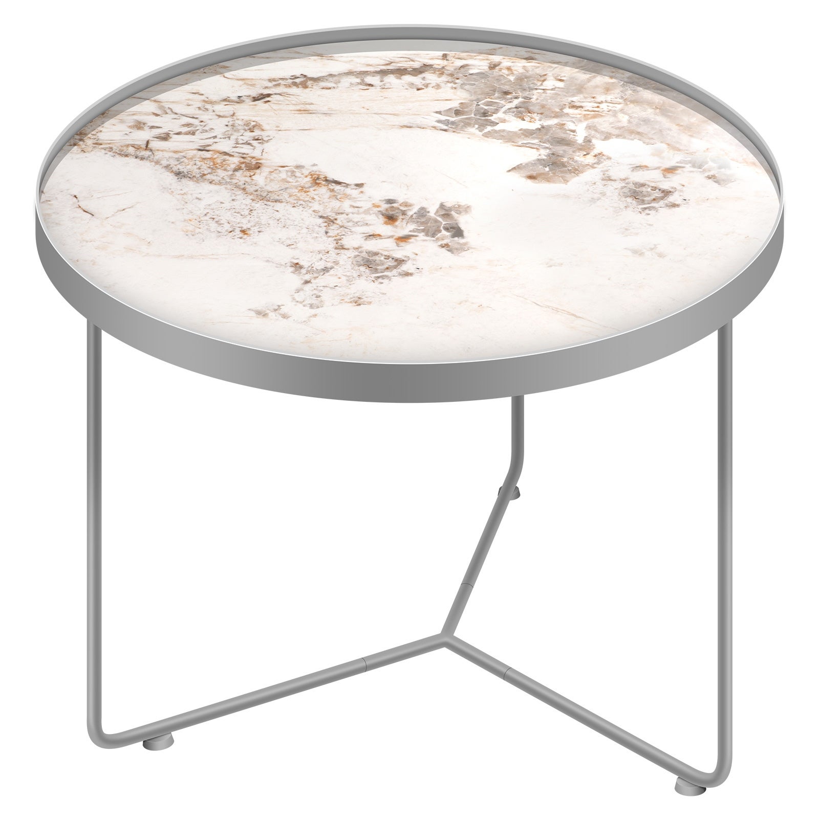 Modern Marble End Table Round Accent Side Table with Metal Frame - 19.9x19.7