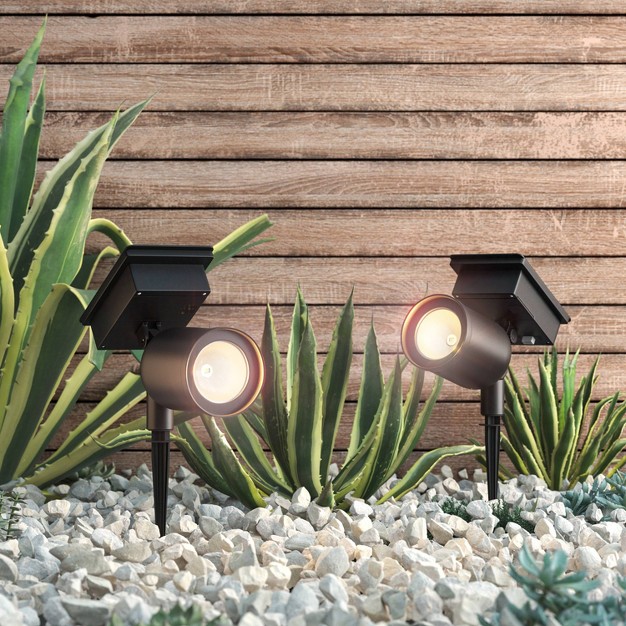 Short Solar Led Outdoor Spot Light Matte Black