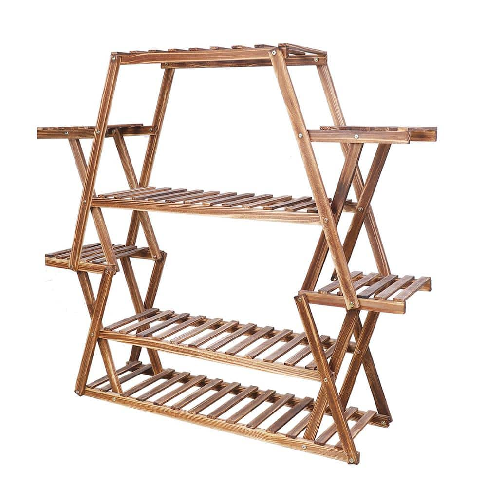 AESOME 8-Tier Wooden Plant Stand Shelf 42 in. Tall Flower Pot Rack Bonsai Display Rack Holder Indoor Outdoor HJ240