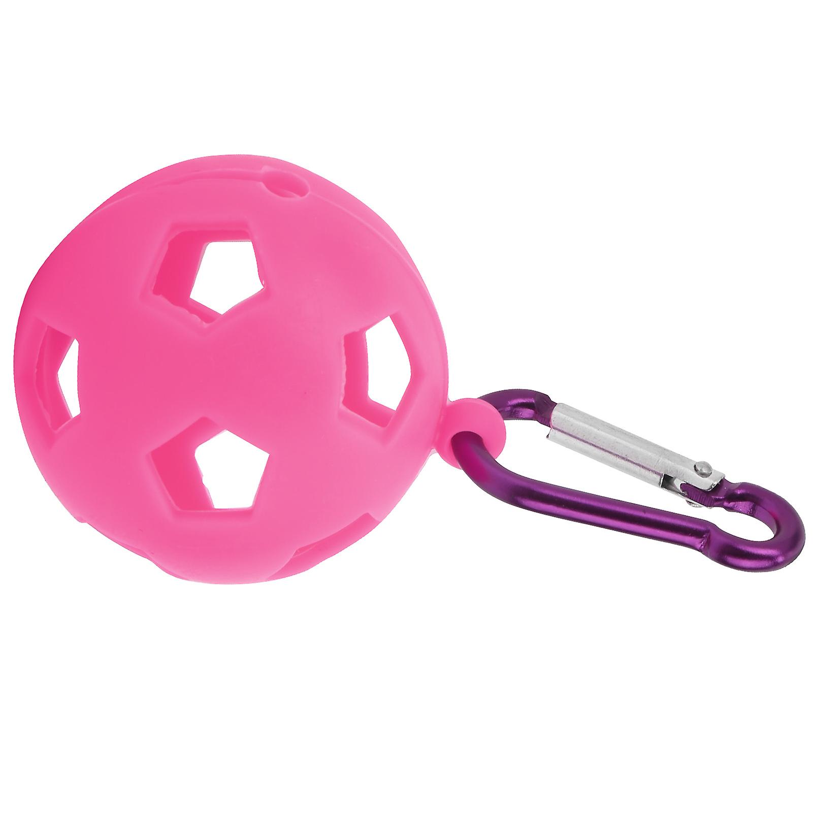 Golf Ball Protective Cover Silicone Sleeve Holder With Keychain Golf Training Accessoryrose Red