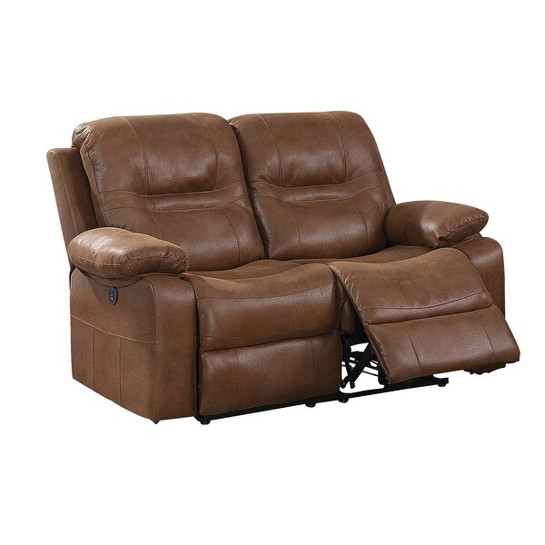 41 Inch leatherette Reclining Loveseat with USB Port， Brown