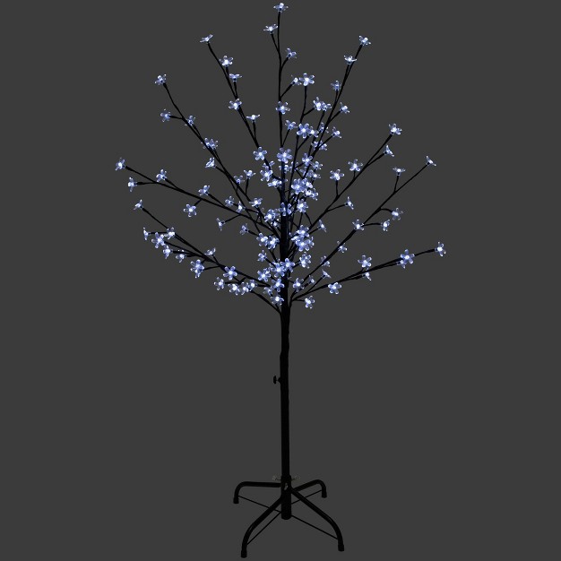 Northlight 4' Pre-lit Sakura Cherry Blossom Artificial Flower Tree - Pure White Led Lights