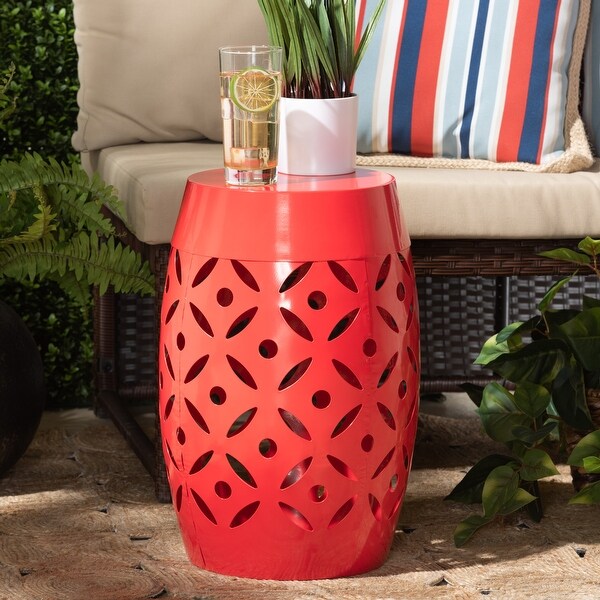 Hallie Modern and Contemporary Red Finished Metal Outdoor Side Table