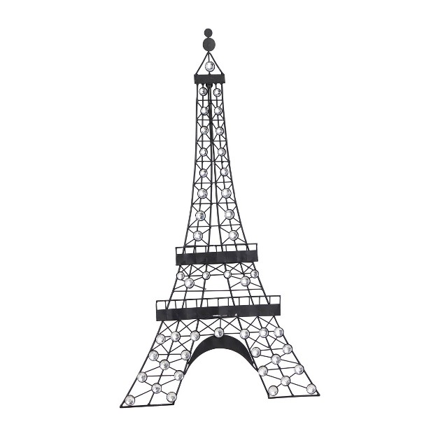 Metal Eiffel Tower 3d Wire Wall Decor With Crystal Embellishments Black Olivia amp May