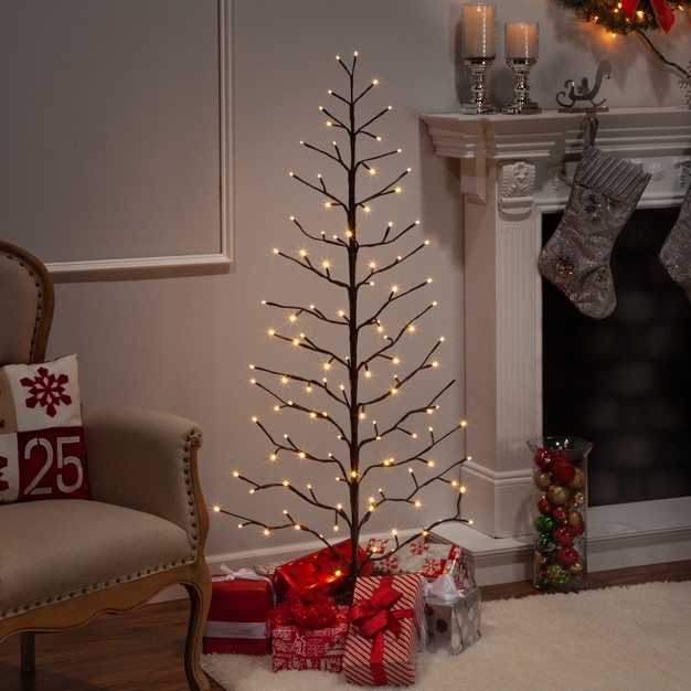 Everlasting Glow 5 foot High Electric 2 d Brown Tree With Warm White Led Lights And Outdoor Adapter