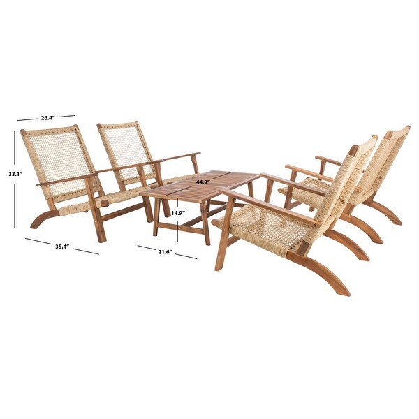 SAFAVIEH Outdoor Deven 5Piece Acacia Wood Coffee Set.