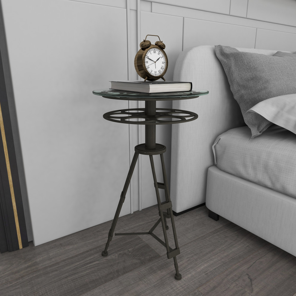 Homer Metal and Glass Accent Table   Industrial   Side Tables And End Tables   by GwG Outlet  Houzz