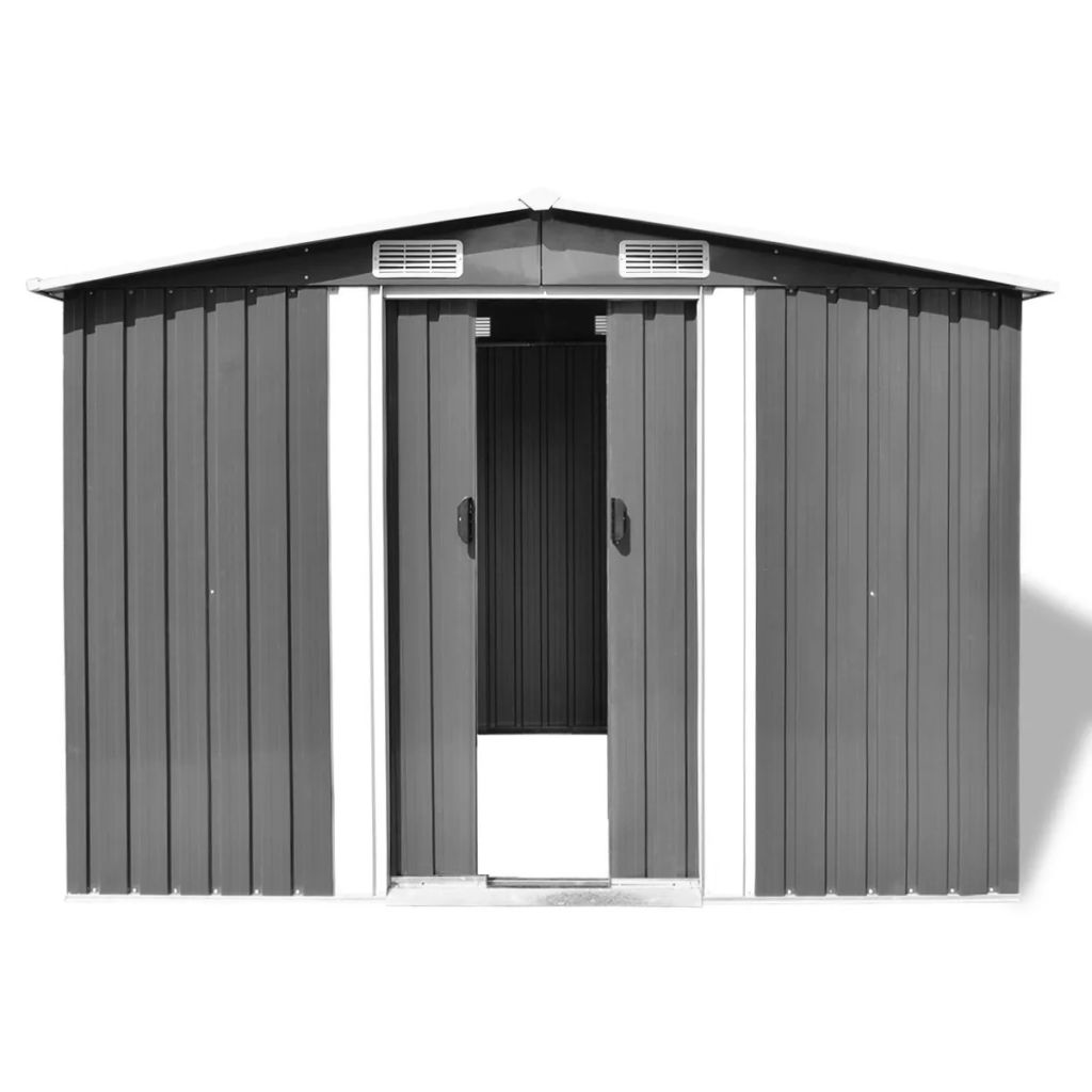 Abody Garden Storage Shed Gray Metal 101.2"x80.7"x70.1"