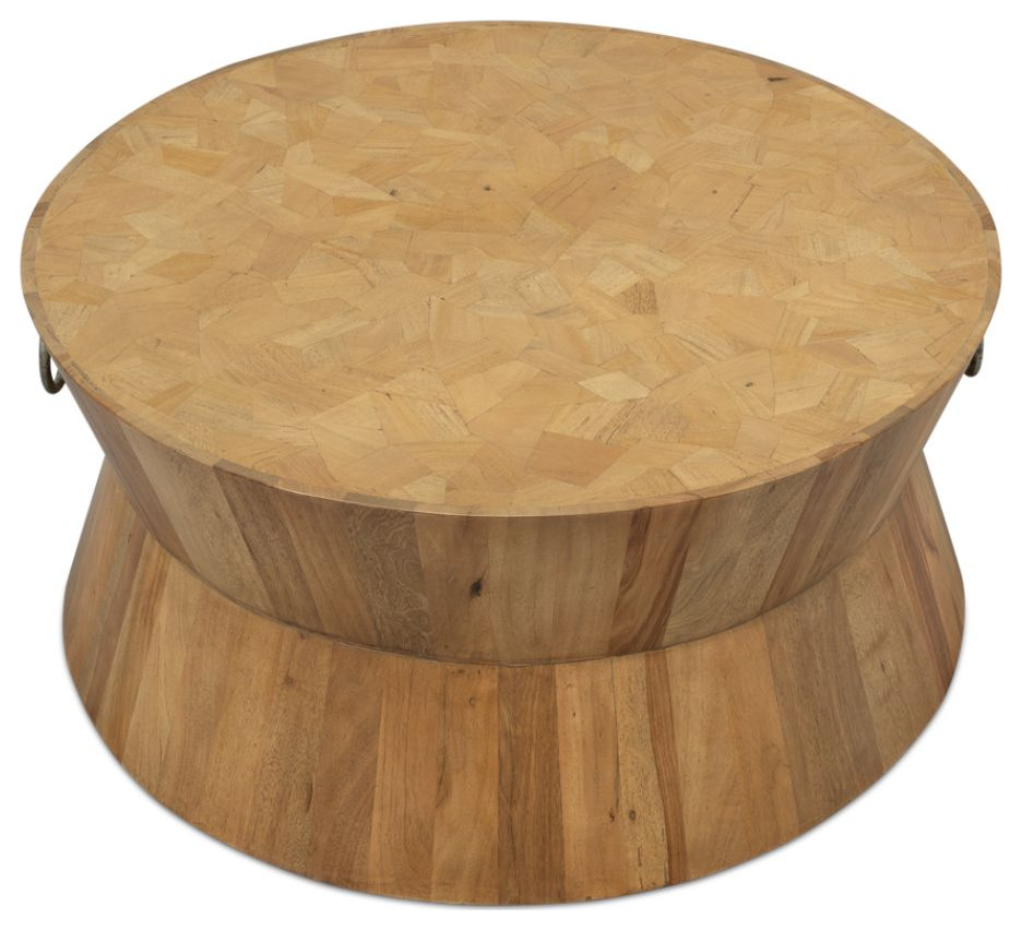 Tower Round Coffee Table Driftwood   Industrial   Coffee Tables   by Sideboards and Things  Houzz