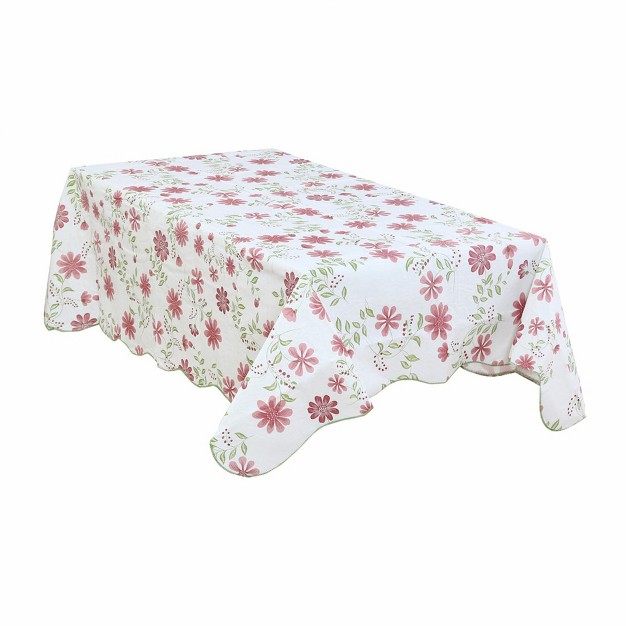 Rectangle Vinyl Water Oil Resistant Printed Tablecloths Red Nine petals Flower Piccocasa