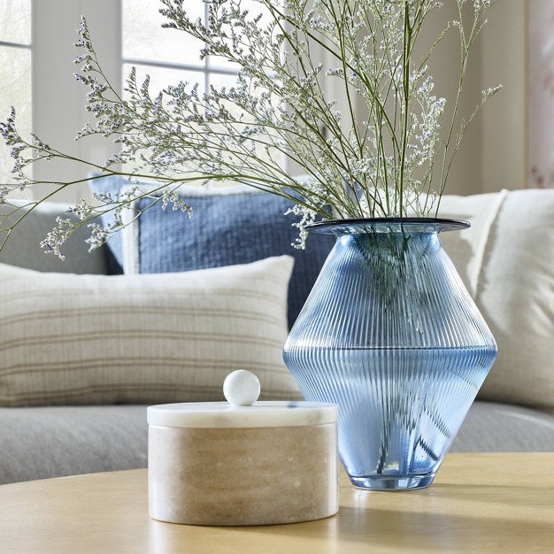 Glass Fluted Angular Decorative Vase Designed With Studio Mcgee