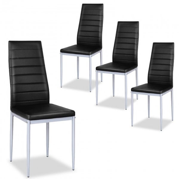 4 pcs PVC Leather Dining Side Chairs Elegant Design - 16.0