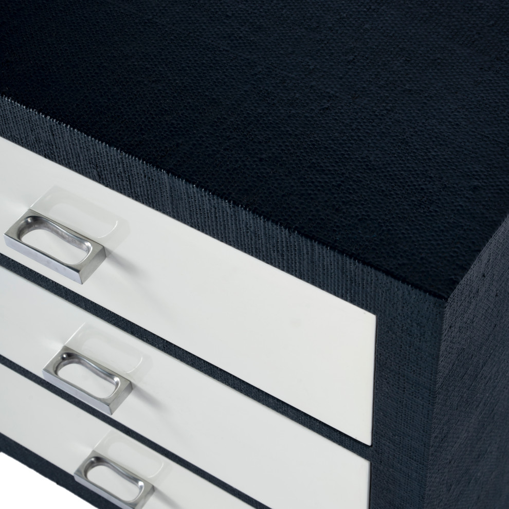 Keros 3 Drawer Navy Raffia Chest (5610350)   Contemporary   Accent Chests And Cabinets   by Butler Specialty Company  Houzz