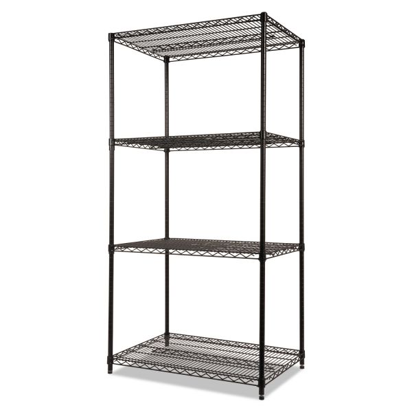 Alera NSF Certified Industrial Four-Shelf Wire Shelving Kit， 36w x 24d x 72h， Black