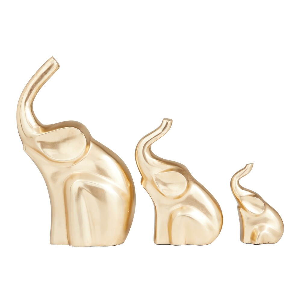 The Novogratz Gold Aluminum Elephant Sculpture (Set of 3)   S/3 12\