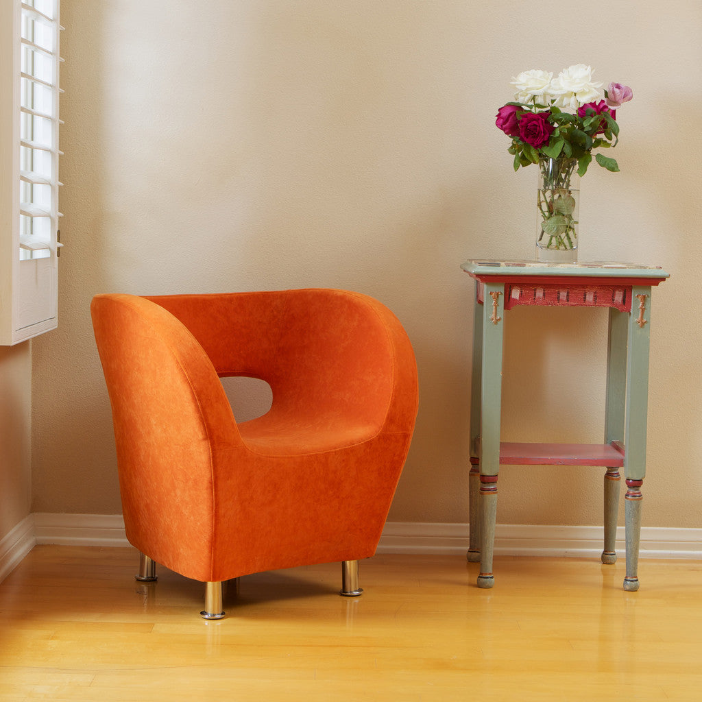 Salazar Modern Retro Orange Fabric Accent Chair with Stainless Steel Legs