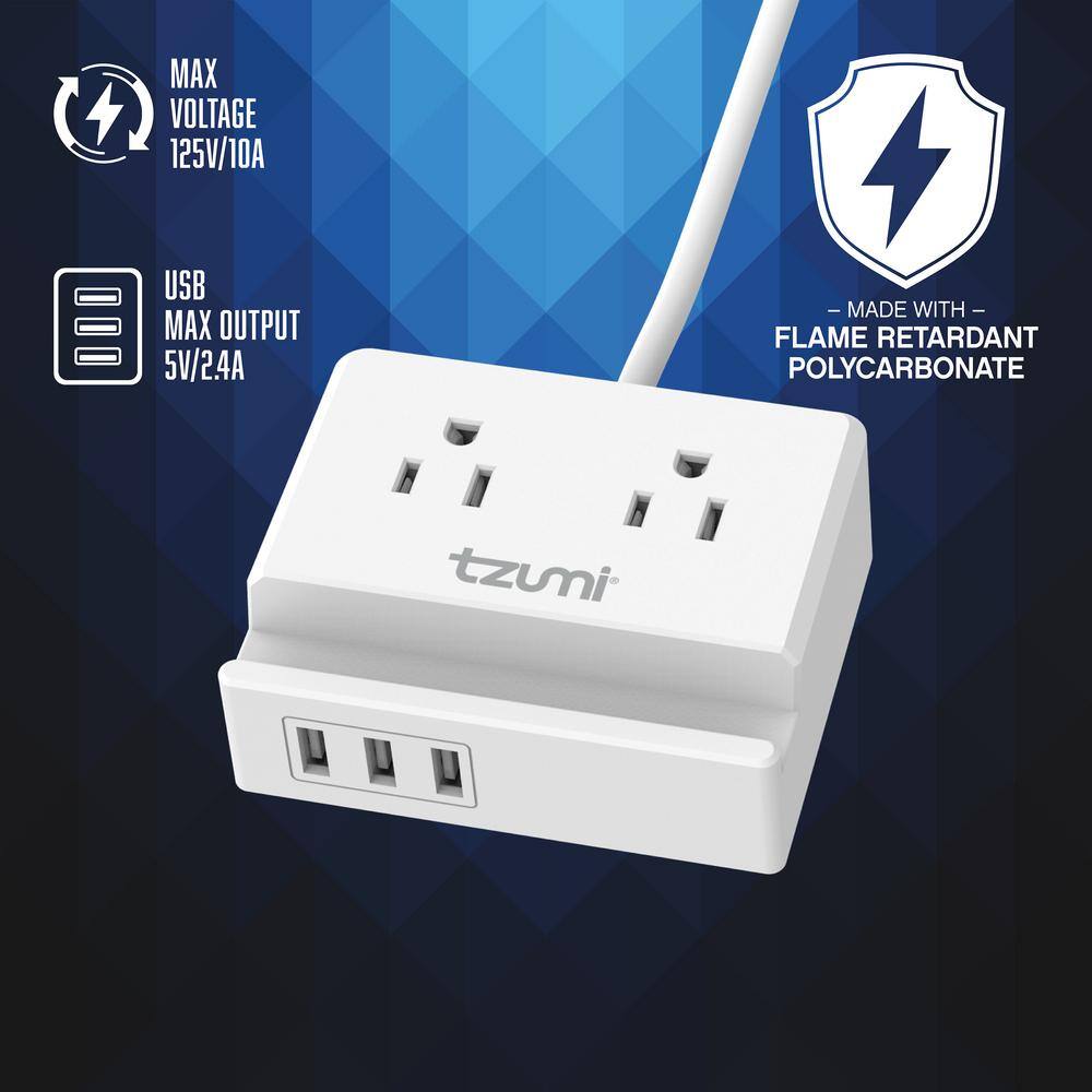 Tzumi Power Dock 2-Outlet Multi-Port Surge Protector and Phone Stand 8447HD