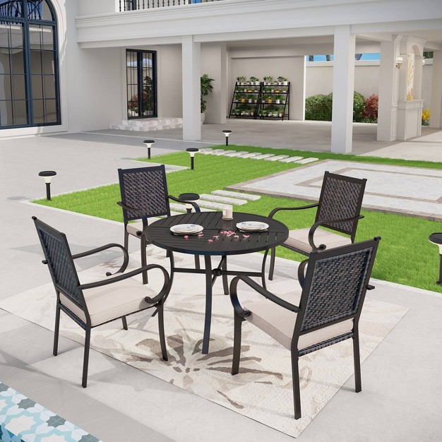 5pc Patio Set With Steel Table amp Rattan Dining Chairs Captiva Designs