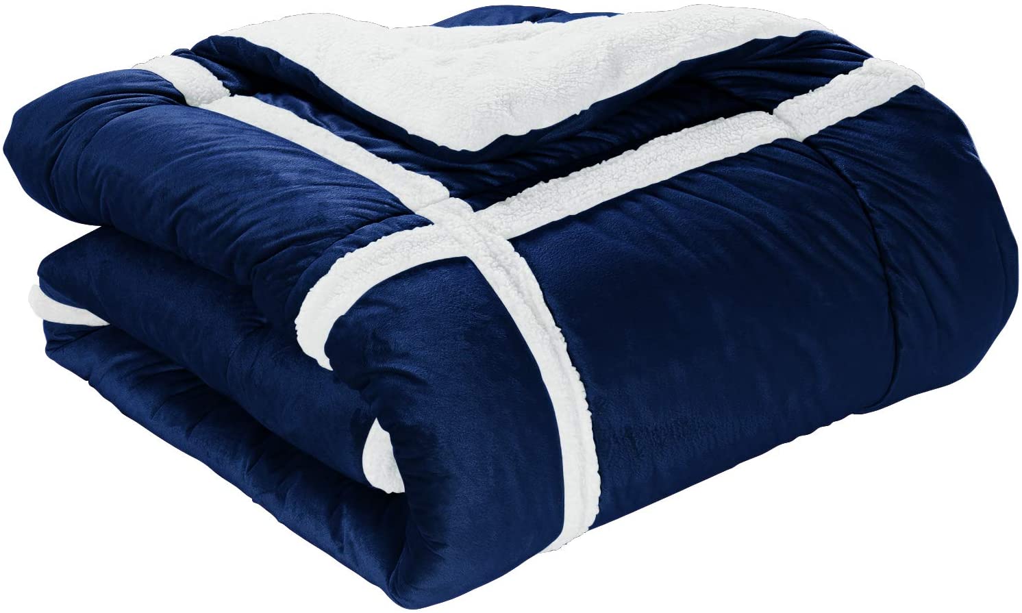 Softest Coziest Plaid Pattern Sherpa Premium Quality Down Alternative Micro-Suede 3-Piece Reversible Comforter Set