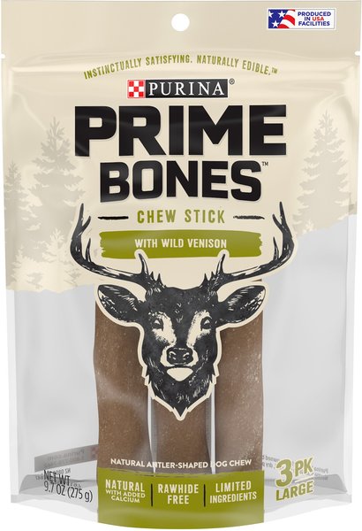 Prime Bones Natural Large Chew Stick with Wild Venison Dog Treat