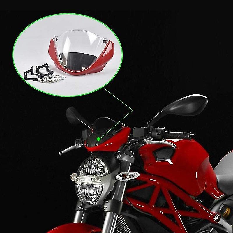 Motorcycle Windshield Head Cover Windshield Fairing For Monster 696 795 796 M1100， Red