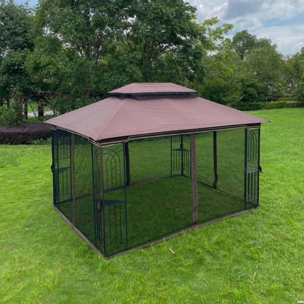 Outdoor Patio Gazebo Canopy Tent With Ventilated Double Roof And Mosquito Net  Suitable for Lawn