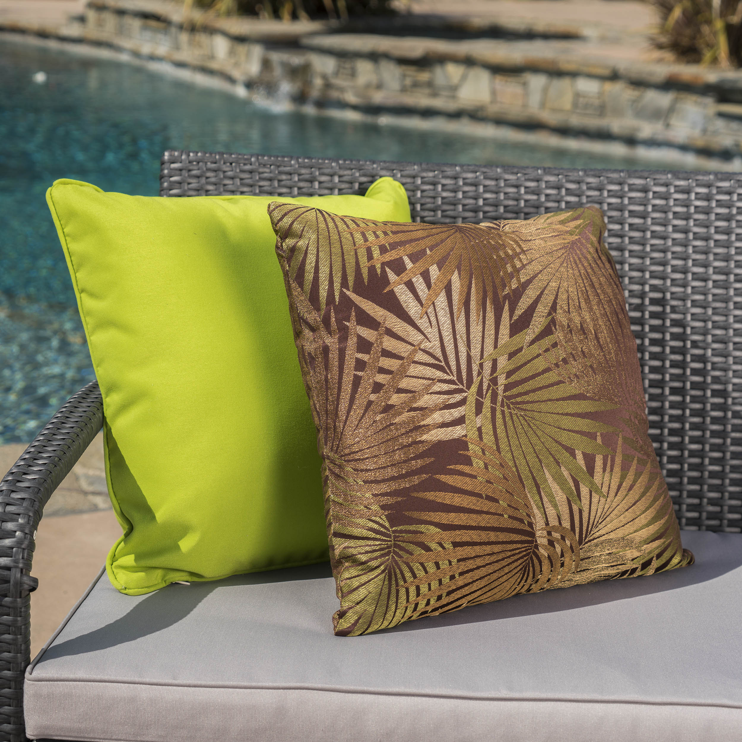 Corona Outdoor Square Tropical Water Resistant Pillow (Set of 2)