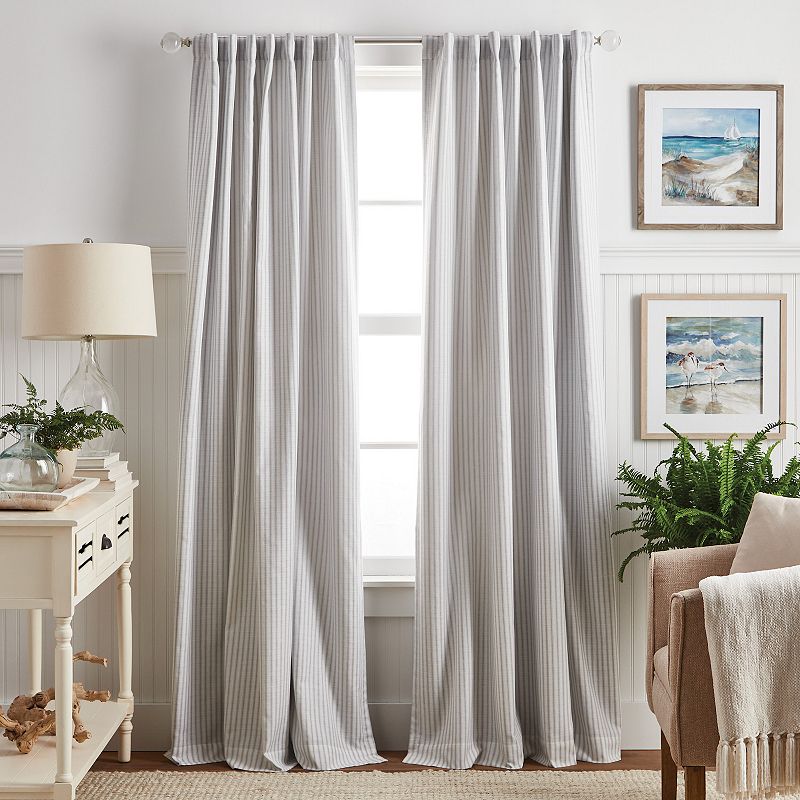 Martha Stewart Ticking Stripe Backtab 2 Window Curtain Panels