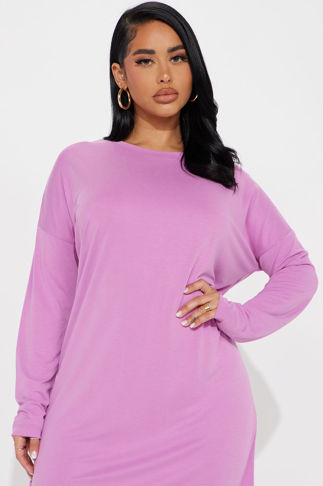 Cozy At Home T Shirt Midi Dress - Pink