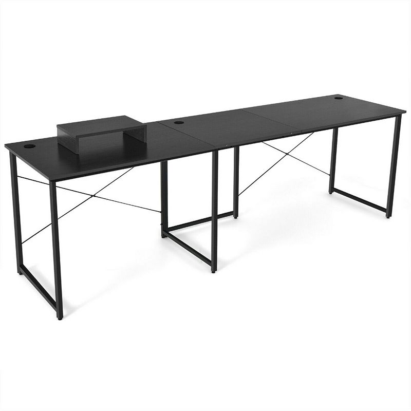 2-Person L-Shaped Long Reversible Computer Desk with Monitor Stand