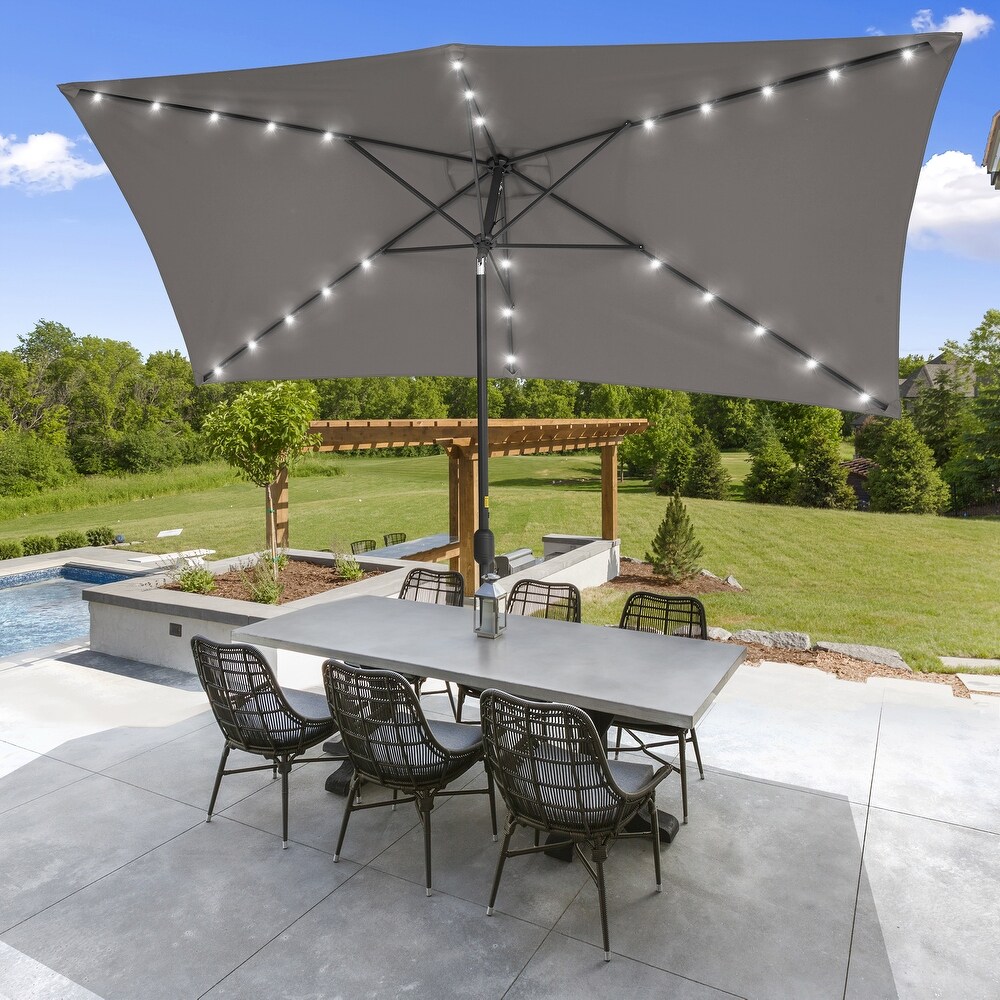 BONOSUKI Outdoor 10 x 6.5ft LED Umbrella Patio Market Table Umbrella