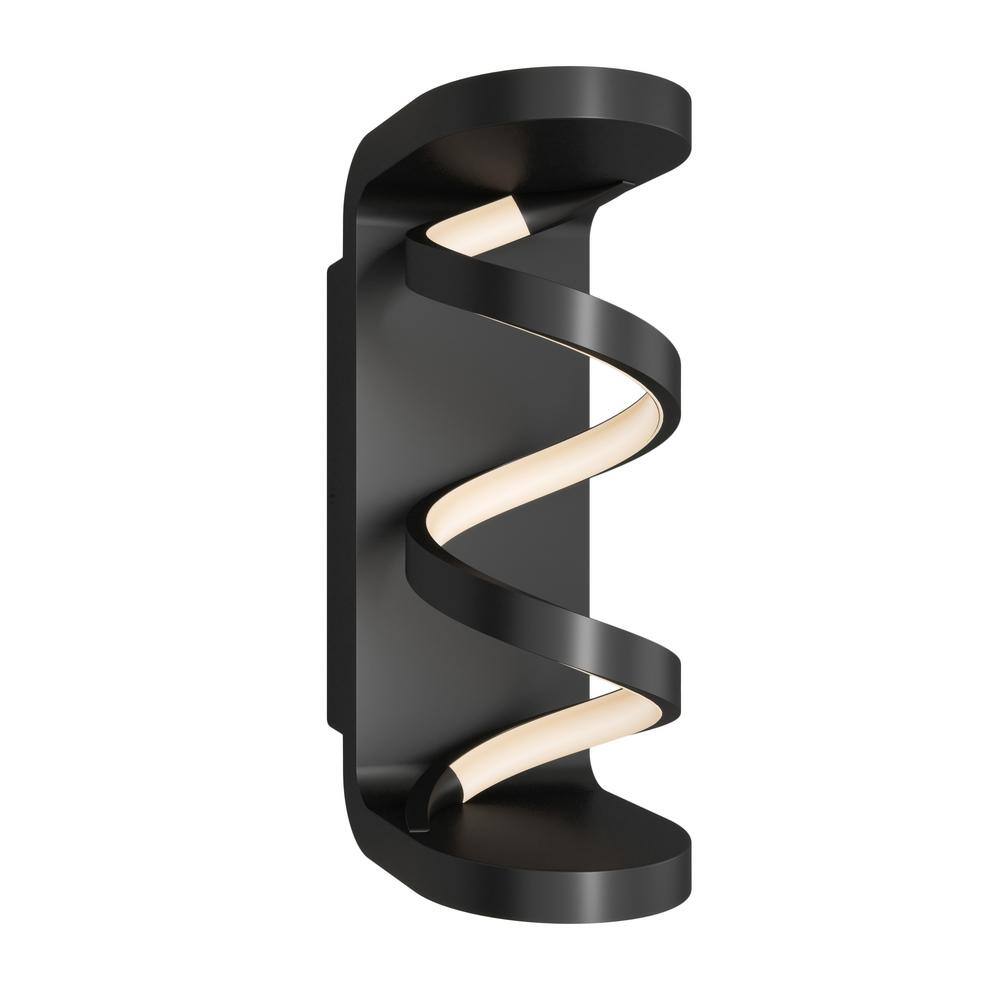 Artika Swirl Black Modern 3 CCT Integrated LED Outdoor Hardwired Garage and Porch Light Lantern Sconce OUT-SWR-MB