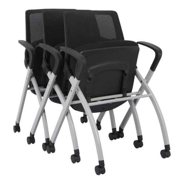 WorkPro AnyPlace Folding Nesting Chairs， Black， Pack Of 2 Chairs