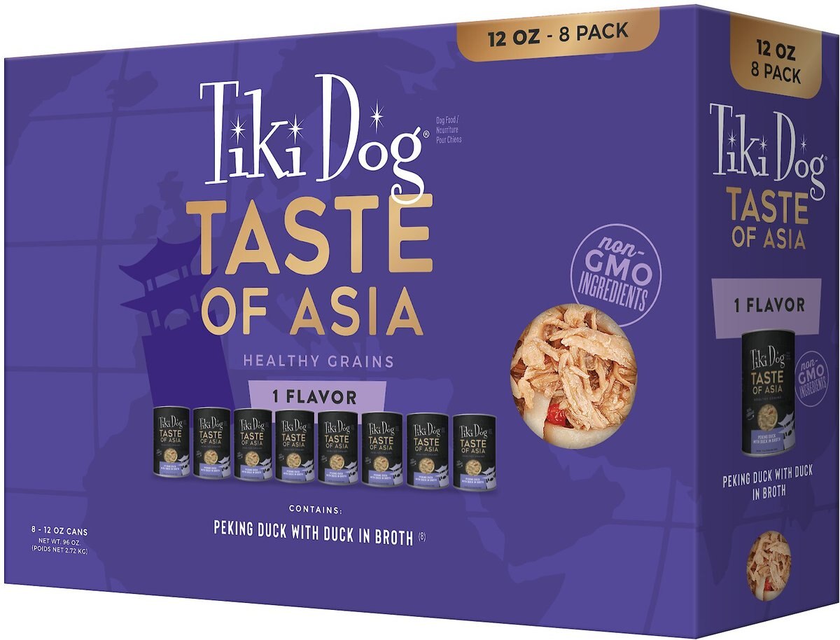 Tiki Dog Taste of Asia! Grain-Free Peking Duck Chunks in Gravy Canned Dog Food， 12-oz， case of 8