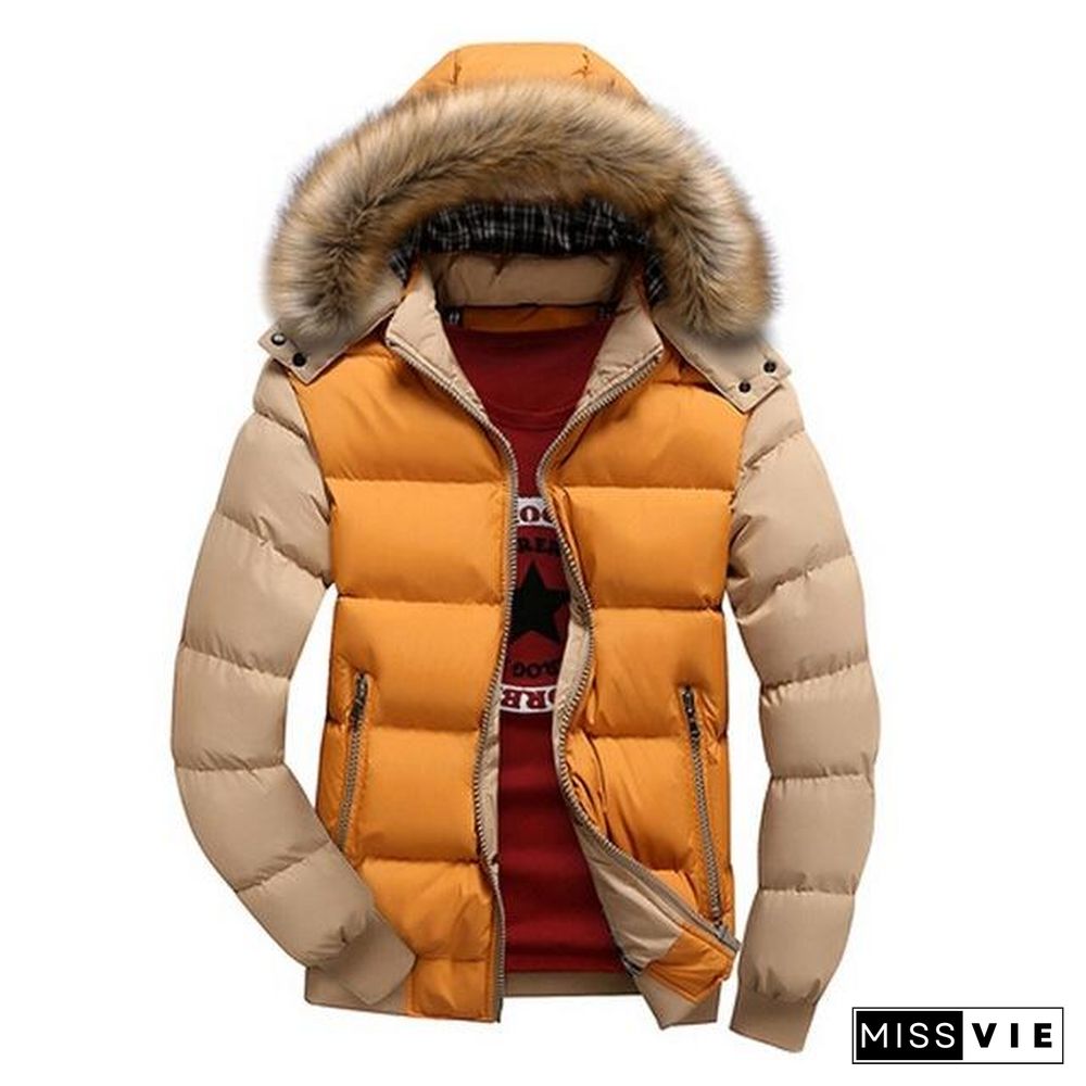 Men's Winter Jackets Thick Hooded Fur Collar Parka Men Coats Casual Padded Mens Jackets