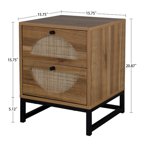 2 Drawer side table，Nightstand Bedroom Storage Drawer Table