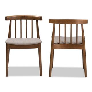 Baxton Studio Wyatt Beige and Walnut Brown Fabric Dining Chair (Set of 2) 2PC-8021-HD