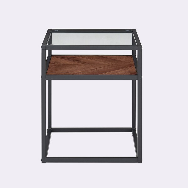 2-Tier Side Table Tempered Glass Top