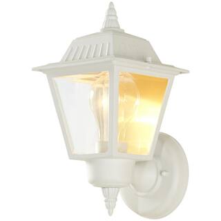 Hampton Bay 1-Light White Outdoor Wall Light Fixture with Clear Glass HW 5004