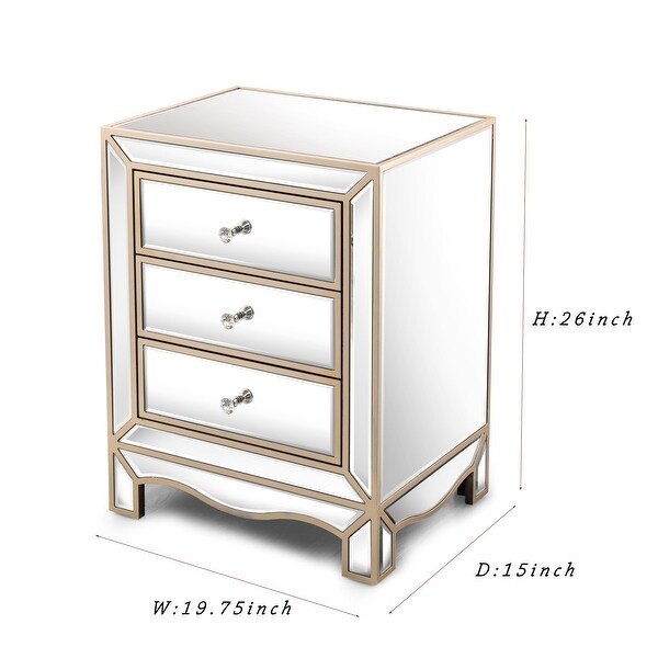 Amarie 3-Drawer Mirrored Nightstand - - 35361180