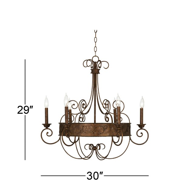 Wide Rustic Farmhouse Candle Sleeves 6 light Fixture For Dining Room House Kitchen Island Entryway