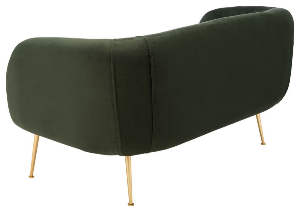 Patricia Poly Blend Loveseat Forest Green/Gold   Midcentury   Loveseats   by AED Luxury Home Decor  Houzz