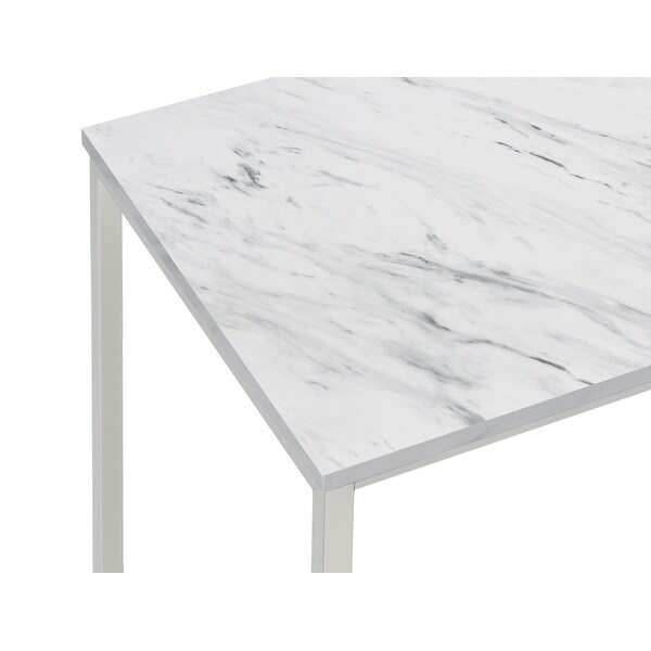 Coaster Furniture Leona White and Satin Nickel Faux Marble Square End Table